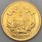 1856 3 Dollar Gold Indian Princess Coin Au Details