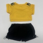 Build A Bear Beware May Bite Top Black Yellow Paw Shorts Boy Teddy Clothes
