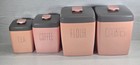 Vtg Lustro Ware Pink Gray Plastic Kitchen Canisters Set Of 4 Tea Coffee Flour Co