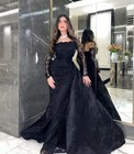 Evening Dress Customized Lace Long Sleeves Mermaid Black Prom Wedding Party
