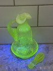 Vaseline Gibson Crackle Glass Cruet Uranium Glass