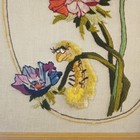 Vtg Caterpillar Floral Embroidery Art Framed 22x19 Needlepoint Mcm Cottagecore 