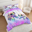Kids Comforter Set Turtle Printed Pattern Bedding Set Twin Size purple Waterw   