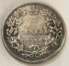 Canada 1904 25 Cents Quarter Silver Coin - About Fine   rev  Scratches 