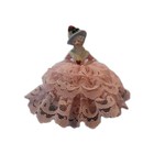 Vintage Victorian Porcelain Lady Bust Top And Dress Pin Cushion Pink Sewing 