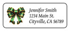 30 Christmas Green Bow Personalized Return Address Labels Stickers Tags