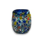 Confetti Rimmed Shot Glass   Hand-blown Mexican Glassware With Blue Rim