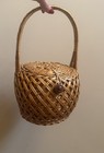 Vintage Woven Straw Wicker Purse Top Handle Handbag 60s Basket Style