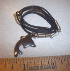 Jumping Dolphin Polished Metal Necklace Pendant On Cord  Dolphin 1 Inch Tall
