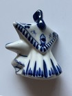 Vintage Gzhel Hand Painted Blue   White Accordion Player   Dancer Russia