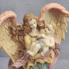 Vintage Guardian Angel Figurine With Child Multicolor Resin Statue 8 5in