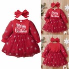 Toddler Kids Baby Girls Christmas Dress Velvet Xmas Party Tutu Dresses Princess