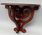 Vtg Victorian Fretwork Mahogoney Wood Finish Floating Wall Shelf Scrolls Groove