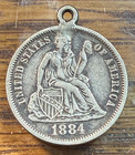  jcm  Love Token On Xf 1884 Seated Liberty Dime Chrc
