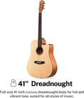 Acoustic Guitar Beginner Adult Full Size 41 Inch Dreadnought Cutaway Acu