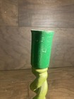 Pair 9 5   vtg Antique Italy Wood Barley Twist Candlesticks Candle Holders Green