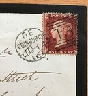 1869  Queen Victoria   One Penny Red Postal  Cover Plate 92