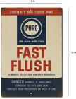 Vintage Pure Oil Fast Flush Tin Sign  Radiator Flush Gas   Oil Garage Decor 8x12