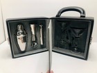 Vintage Classic Duo Martini Travel Bar Set In Leather Box
