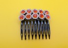 New Handmade Dazzling Orange Crystals On Small Black Combs  set Of 2  Halloween