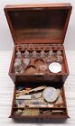 Antique Traveling Chemist   Medical Doctor Wood Traveling Chest With Contents