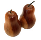 Vintage Laramie Wyoming Pear Salt And Pepper Shakers Wood Mcm Souvenir