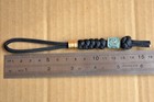 550 Paracord Combo Knife Lanyard Black With Dollar Brass Bead