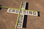 Vintage Metal Railroad Crossing Sign Cat Eye Marbles W  Bracket Bars 48x48