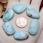 Cloudy Sky  6 Pcs Natural Larimar Top-grade 28mm-34mm Cabochon Loose Gemstones