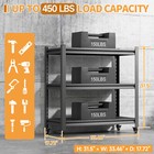 3-tier Metal Rack Garage Shelving On Wheels Kitchen Rack Heavy Duty Tool Storage