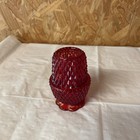 Vintage Ruby Red Indiana Glass Diamond Point Fairy Lamp Candle Holder Ao