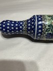 Polish Pottery Rolling Pin Blue Floral Pattern Ceramika Artystycznal Unikat
