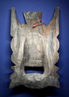 Antique Chinese Nuo Ritual Mask  bull Horns  Fierce Expression  Spirit Protect