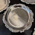 Vintage Silver Tone Metal Coasters Set Of 8 Etched Floral Embossed Rim 3 25 