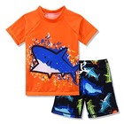 Kids Short Sleeve Sunsuit Swimwear Boys Two Piece Rash-guard 8-9 Years Orange