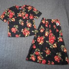Vtg 80s Norton Mcnaughton Skirt Top Set Women 4 Dark Floral Rose Whimsigoth New