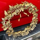 Vintage All Holiday Dresden Style 15  Brass Wreath 60 Figures