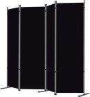 Room Divider Screen 4 Panel Portable Privacy Screen 6 Ft Black Folding Partition