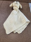 Carters Knit Puppy Dog Baby Security Blanket Lovey White Yellow Stripes Soft