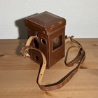 Vintage Rolleiflex Camera Tlr Genuine Case Brown Leather 120 Film