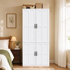 71  Wooden Armoire Wardrobe Closet Furniture With 4 Doors Hanging Rod Cabinet