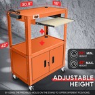 22 -42  Adjustable Height Orange Steel Av Cart Usb Power Strip W lockable Caster