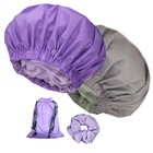 Luxury Satin Lined Shower Cap For Women - 2 Pcs Waterproof  Adjustable  Reusable