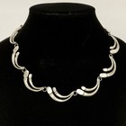 Vintage Mexico Sterling Silver Modernist Abstract Wave Link Necklace 18   