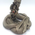 Hudson Pewter Serpentine Dragon Captured Man Woman Red Gem Marked R320 Usa