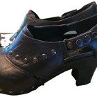 Dansko Black Leather Studded Clog Block Heel Buckle Women   s Size 7 M
