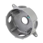 4 In Round Metallic Weatherproof Box With  5  3 4 In  Holes  Gray
