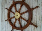 36  Wood Ship Wheel - Large Boat Steering Helm - Teak Wooden Nautical Decor