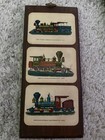 Vintage Mid Century Wall Plaque Set - Trains And Automobiles