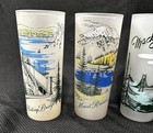 Vintage Mid-century Souvenir Frosted Glass Souvenir Tumblers set Of 4 6 5    Tall
